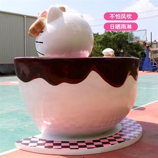 玻璃钢雕塑helloKitty凯蒂猫卡通甜品店门口KT猫商场装 饰大型摆件