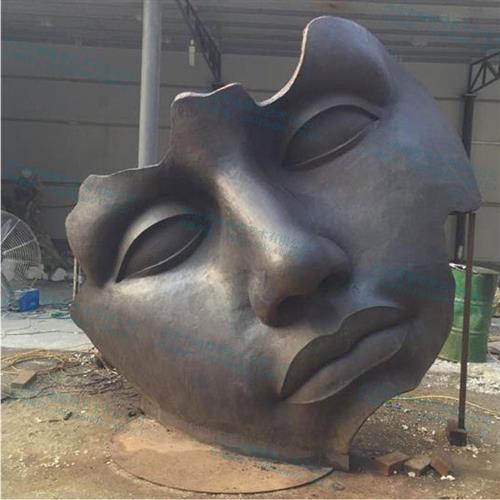 抽象人脸青铜雕塑创意艺术人脸雕像面具大型铜雕商场公园标志性雕