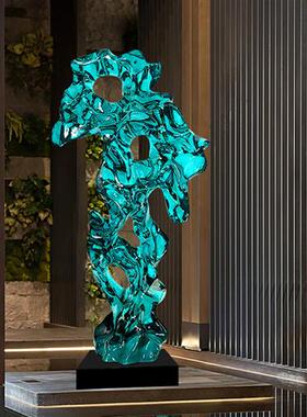 现代酒店大堂抽象太湖石摆件透明树脂落地雕塑样品屋展示中心软装