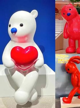 张占占pupu熊网红卡通兔子大摆件玻璃钢雕塑商场户外店铺美陈装饰