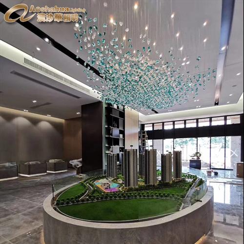 定制彩色冰块灯水晶玻璃石头吊灯售楼部沙盘吊灯酒店装饰琉璃挂件