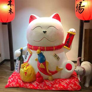 大型招财猫雕塑商场网红店门口迎宾创意摆件卡通玻璃钢吉祥物定制