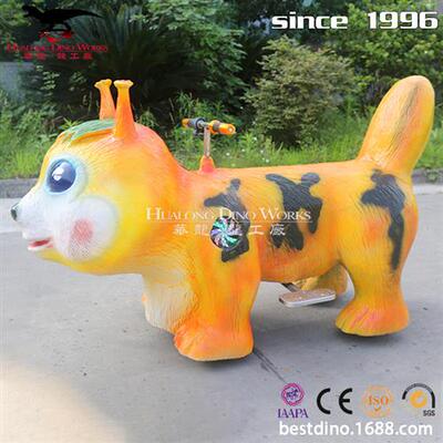 公园商场儿童娱乐亲子互动仿真坐骑卡通动物小车可爱松鼠模型小车