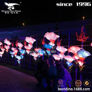 传统民俗灯会灯展春节彩灯场地设计布置创意伞形灯组场地亮化.