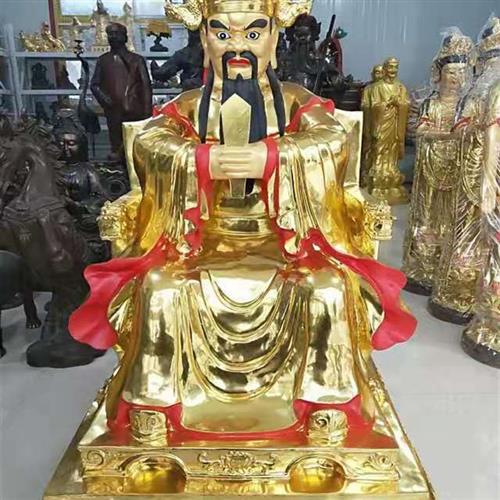 铸铜龙王雕塑纯铜彩绘龙五爷龙王坐像站像摆件