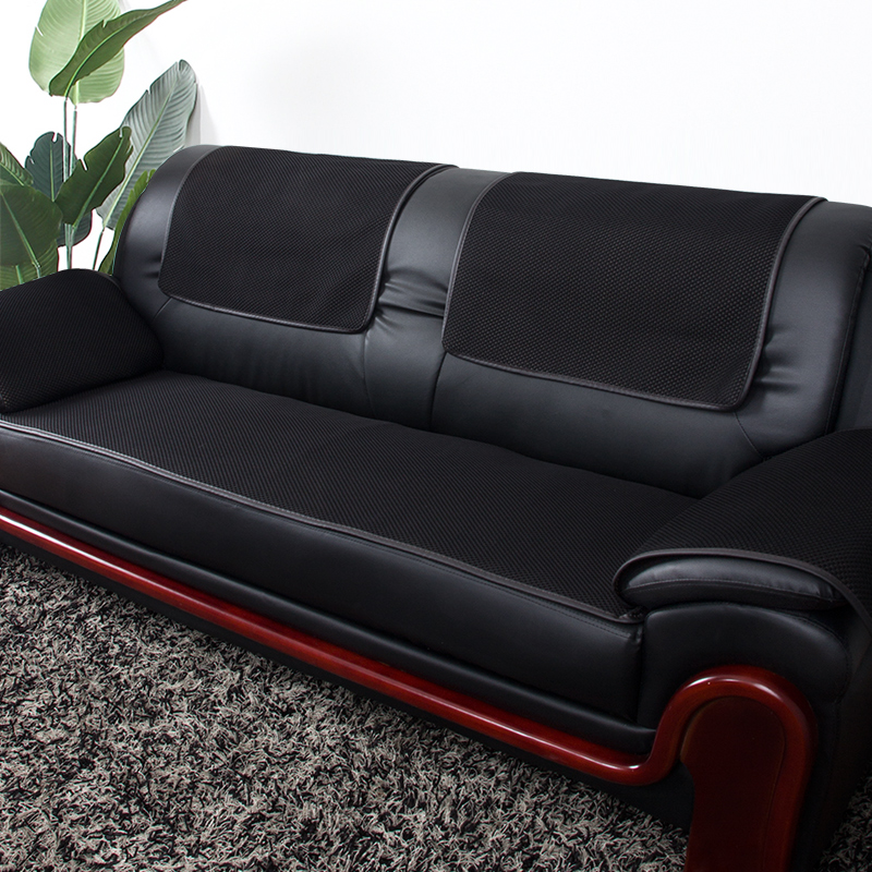 办公室真皮沙发垫防滑坐垫简约四季通用冬季老式黑色沙发套罩定做