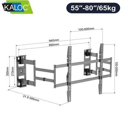 卡洛奇超薄壁龛内嵌入式伸缩75 80英寸电视挂架NX80伸缩折叠支架