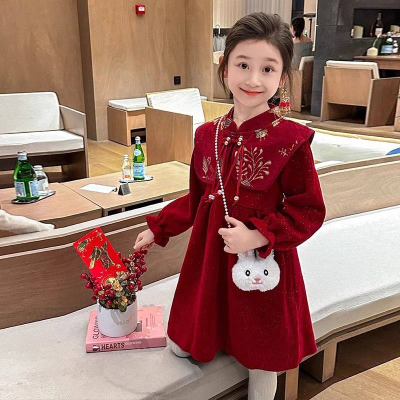 女宝宝领子刺绣年服连衣裙冬装2025新款女孩加绒加厚中国风公主裙,童装/婴儿装/亲子装,连衣裙,淘宝优惠券,粉丝福利购,淘宝优惠卷