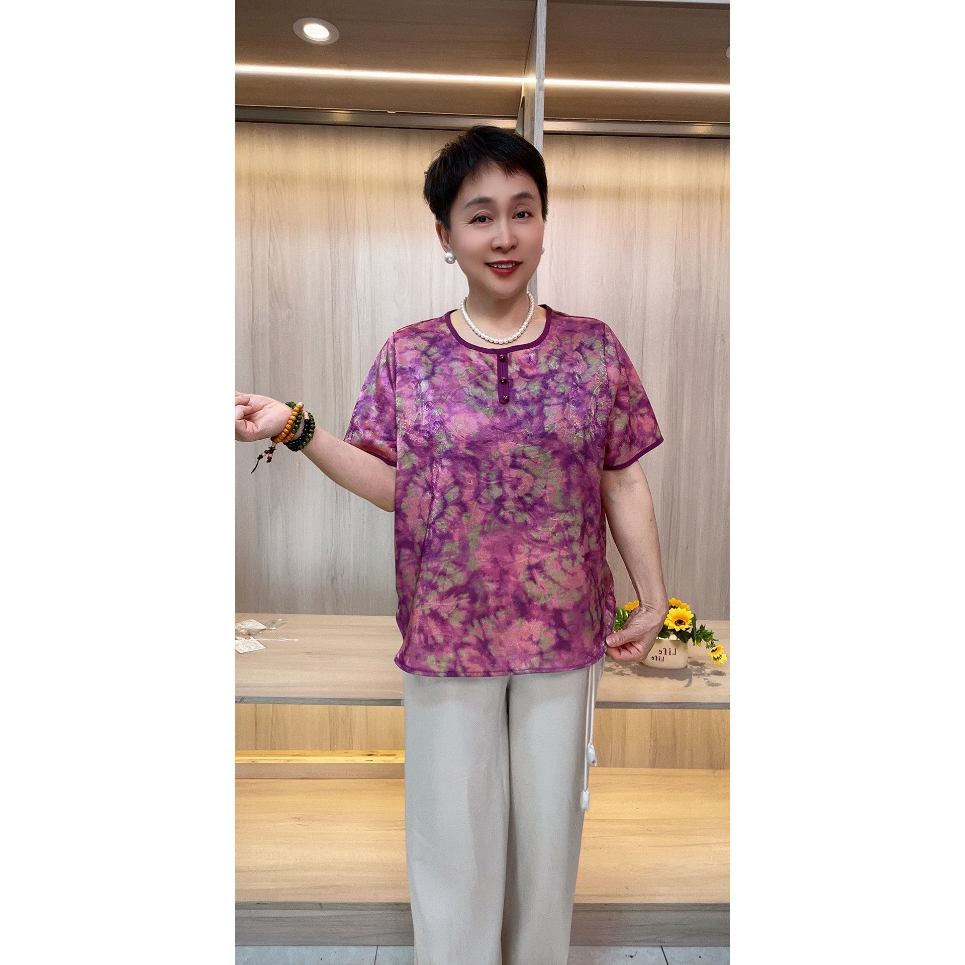 女款薄款短袖T恤新款衣服夏季2026中老年女装爆款宽松上衣6013-3