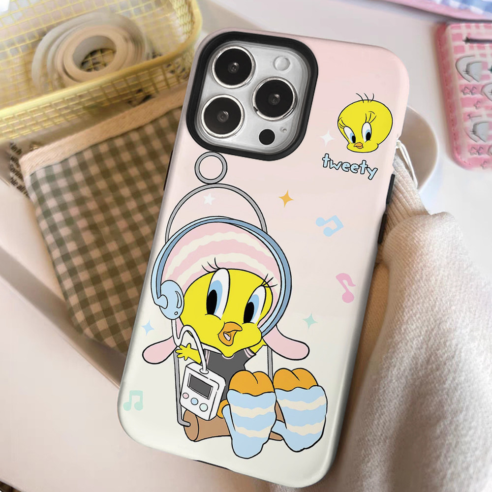日韩iPhone15二合一菲林适用14plus少女粉卡通崔弟12/13趣味鸭子翠儿16promax小众女iphonex防