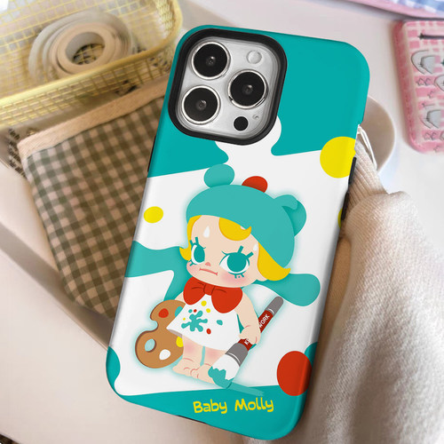 Molly茉莉iPhone15二合一菲林适用16plus潮玩公仔13/14卡通可爱18promax趣味小众女iphone17防摔保护xr手机壳