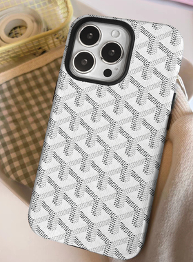 戈雅狗牙白色iPhone15二合一菲林适用14plus潮牌苹果12/13高级感奢华16promax不撞款iphonex防摔保护xr手机壳