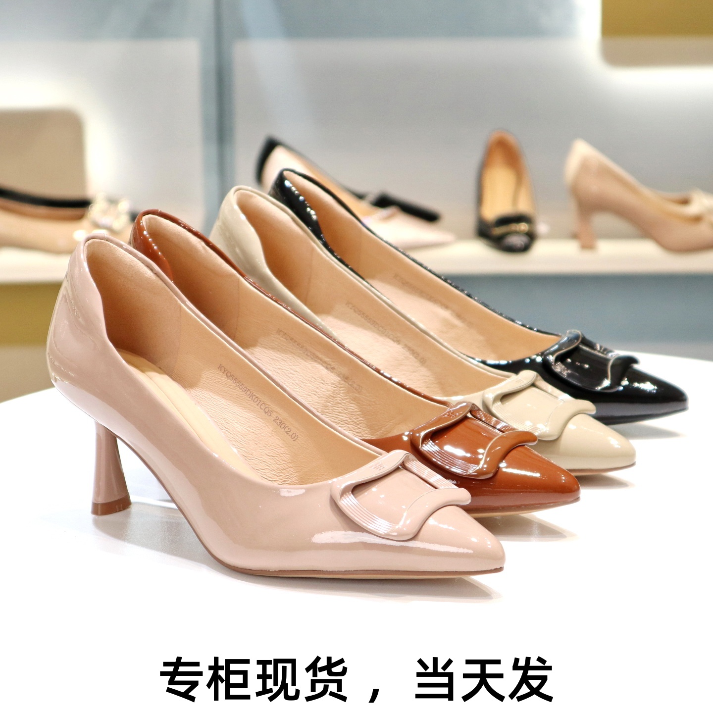 康莉高跟鞋尖头细跟银锭单鞋女鞋