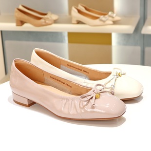 COMELY康莉2026新款低跟蝴蝶结褶皱玛丽珍鞋浅口单鞋女鞋KYQ61016