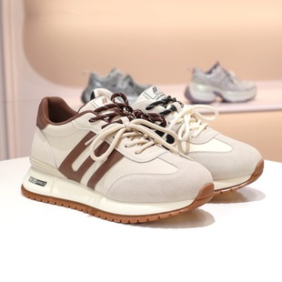 F1N1DAM6 休闲鞋 BELLE百丽2025厚底增高双系带阿甘鞋 小金甘德训鞋