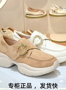 KISSCAT接吻猫2026厚底圆头水钻魔术贴休闲乐福鞋女鞋K76103A-52