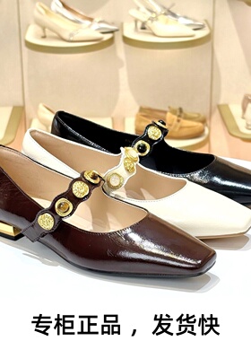 KISSCAT接吻猫2026平底小金库一字带玛丽珍鞋浅口单鞋K76116A-10