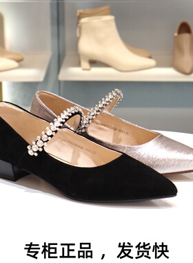 COMELY康莉2025低跟尖头玛丽珍鞋复古浅口单鞋宴会鞋KYQ61009