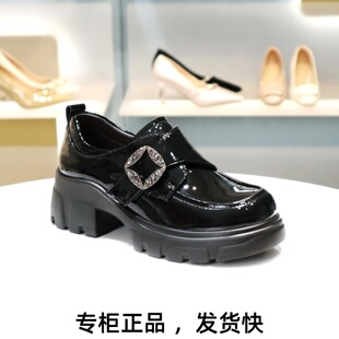 COMELY康莉2026厚底英伦风乐福鞋魔术贴牛漆皮小皮鞋女鞋KHM56612