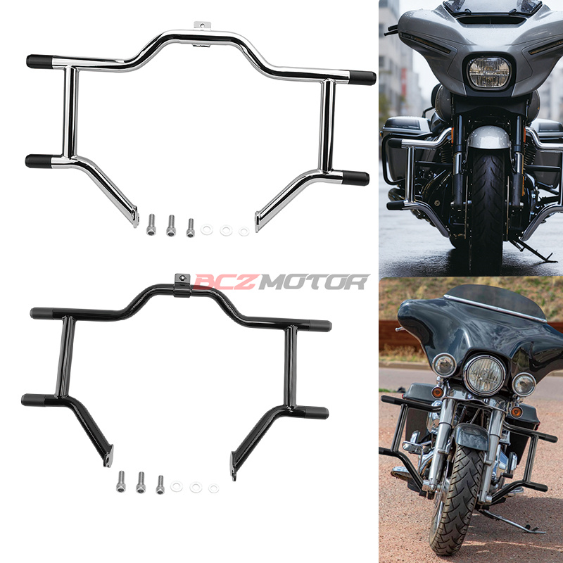 适用于哈雷旅行系滑翔路王大道公路改装CVO前二字杠保险杠97-08年