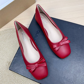 韩版 夏款 晚晚风温柔方头蝴蝶结单鞋 女2026仙女平底浅口淑女豆豆鞋