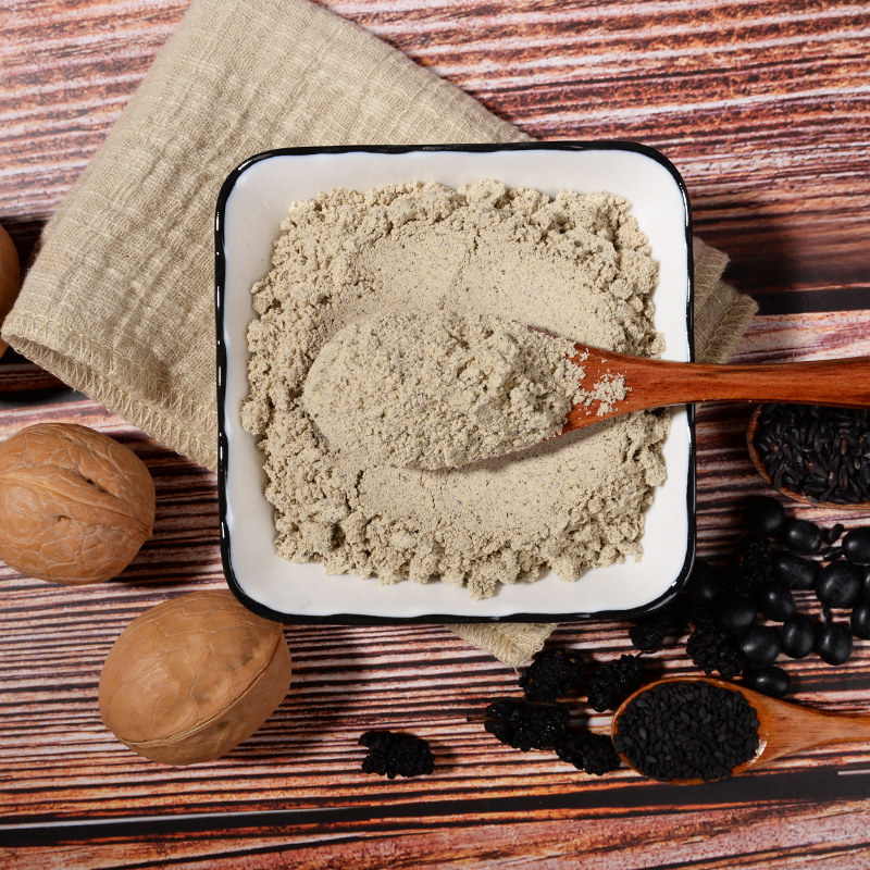 现磨纯正熟黑芝麻核桃桑葚粉糊无蔗糖代餐粉即食早餐辅食罐装600g