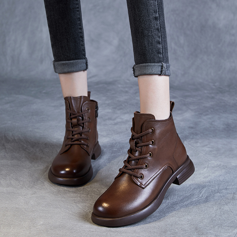 软底软皮马丁靴女2025新款秋季