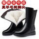 全牛皮真皮冬季 中筒靴女羊毛女靴平底靴子加绒长靴妈妈棉鞋 冬短靴