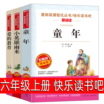 六年级阅读课外书爱的教育小英雄雨来童年书高尔基六年级上册快乐读书吧推荐阅读书籍小学生书单指定必读暑假推荐阅读书籍正版