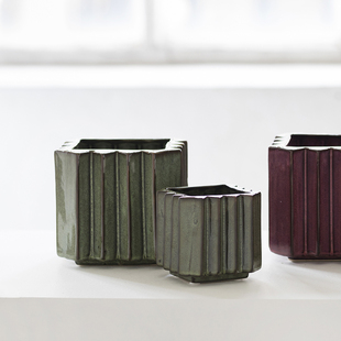 MY家 - 比利时 Serax 六十年代 彩色堆叠方格 复古陶瓷桌面花盆