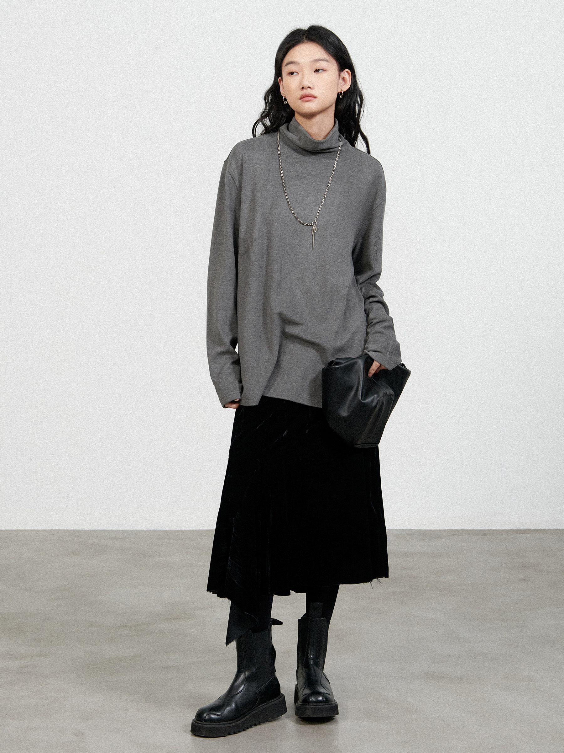 수입 DRALON 독일 벨벳 따뜻한 하프 하이 칼라 긴팔 스웨트 셔츠 남성용 미드 칼라 화이트 티셔츠 가을 겨울 내부 레이어링 셔츠