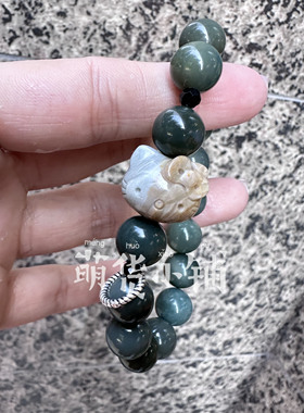 萌货小铺原创DIY蓝黄俏色kt绿色天然阿拉善玛瑙手链手串礼物