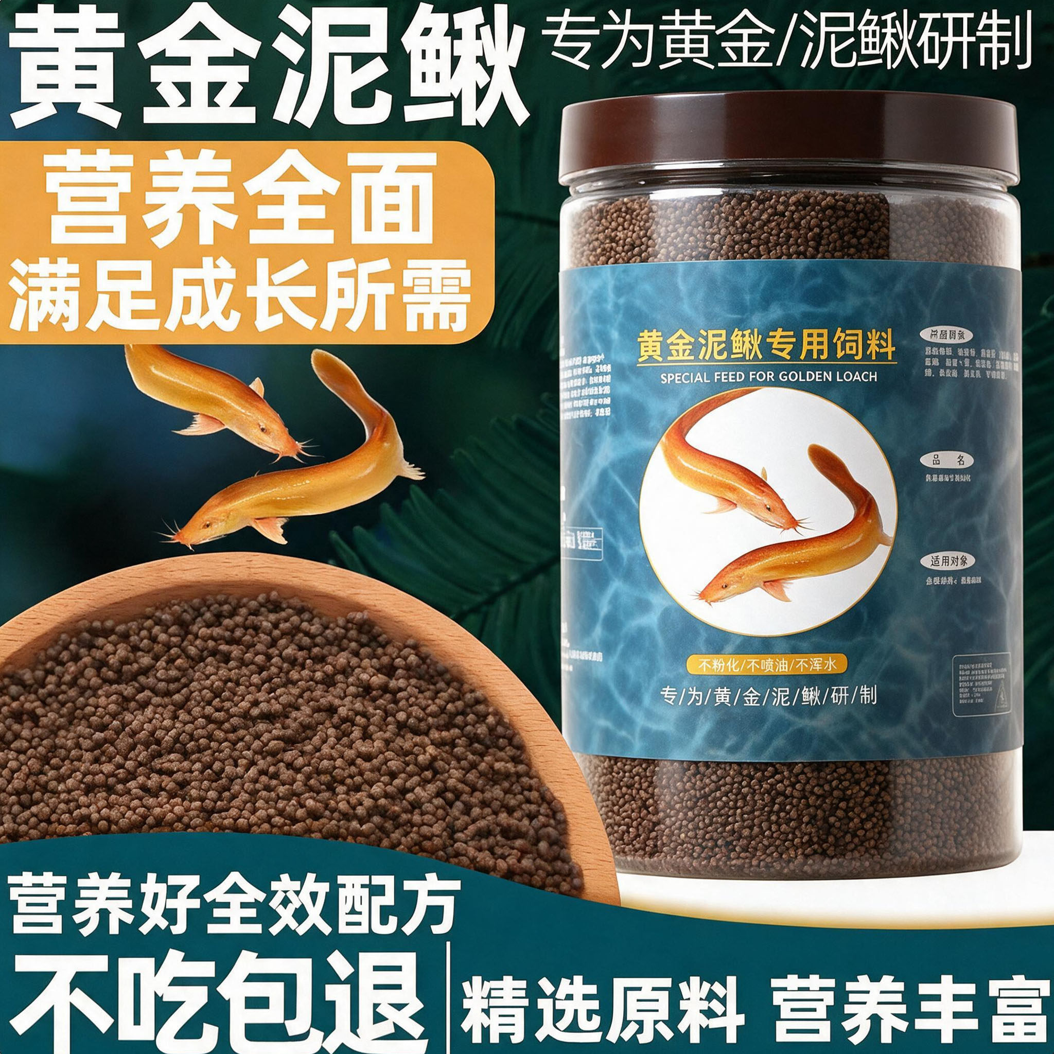黄金鳅专用饲料观赏泥鳅黄鳝小金龙小粒上浮型鱼食高蛋白发色鱼粮