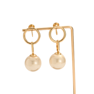 现代风设计感镂空圆环耳针女复古珍珠吊坠耳饰法式简约无耳洞耳夹