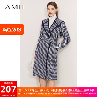 Amii2023冬季 格纹气质大衣外套 羊毛双面呢女古着vintAge经典 新款