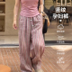 休闲棉麻竖纹阔腿裤 大码 韩系宽松垂感显瘦长裤 新款 200斤 孕妇夏季