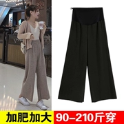 Cộng thêm phân XL phụ nữ mang thai quần legging mùa thu mặc đồ dệt kim rộng rãi rộng chân quần dài bên ngoài nâng bụng 200 kg - Phụ nữ mang thai quần / quần bụng