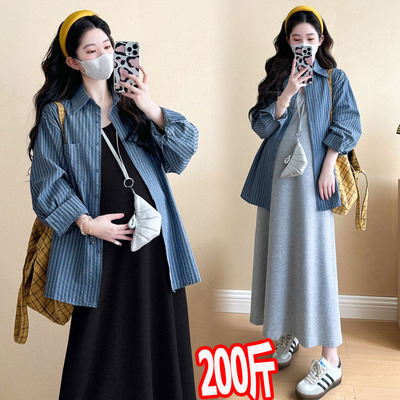 孕妇套装春秋时尚宽松纯棉背心裙