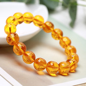 六字真言佛珠黄水晶手链天然男女款 饰品转运复古佛珠黄水晶手串
