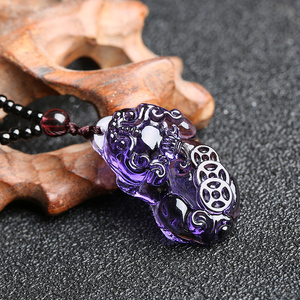 天然紫水晶貔貅吊坠项链