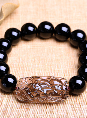 时尚天然冰种黑曜石貔