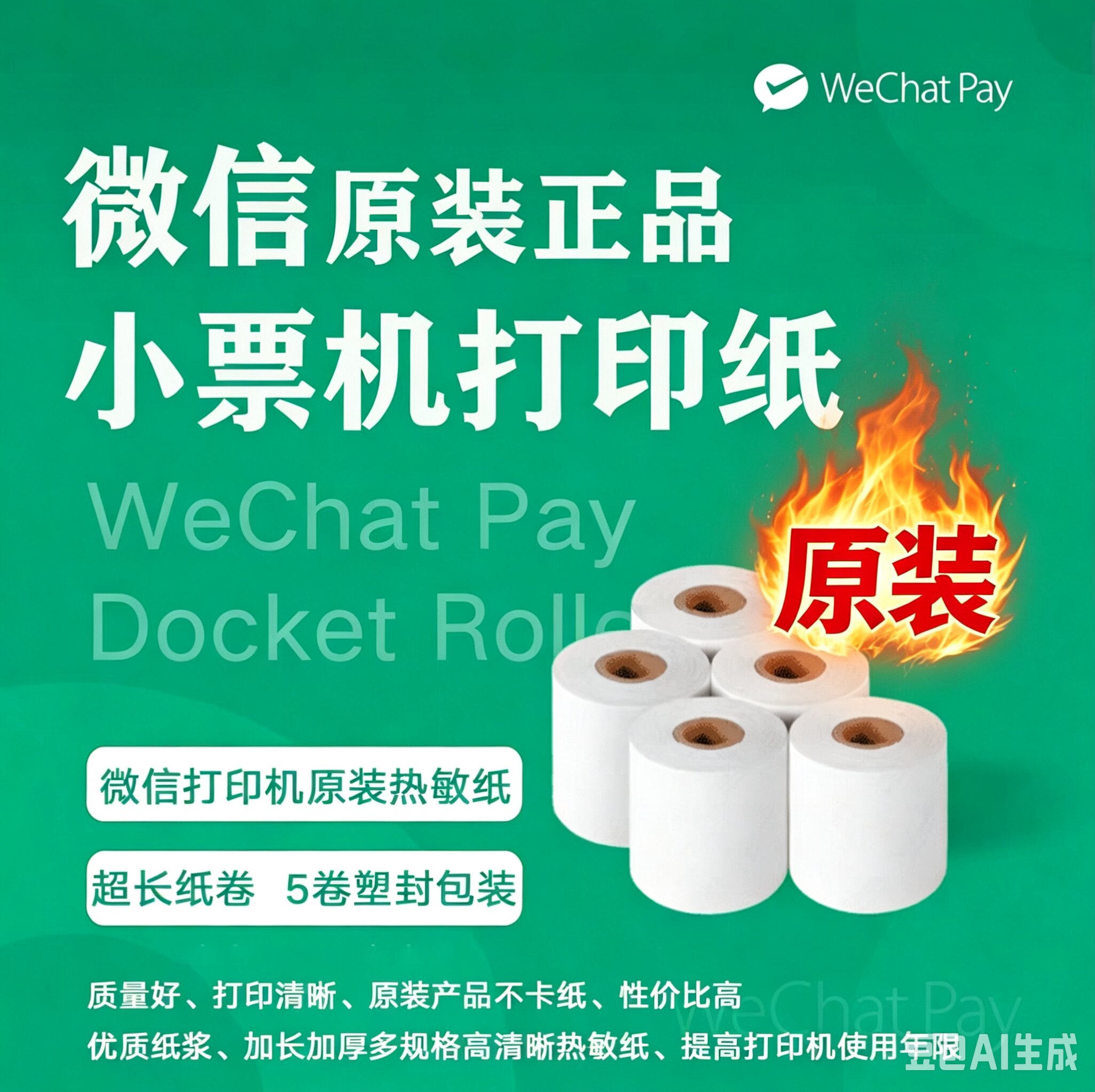 微信支付小票收银餐饮外卖订单热敏打印纸57X58mm小票机打印纸