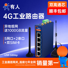 有人4G工业WiFi路由器全网通双卡插卡RS485/232串口带GPS定位的5网口工业级无线路由器异地组网双高通芯G806p
