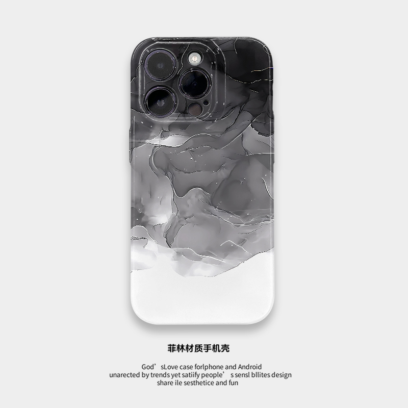 黑白水墨 适用于iPhone16ProMax手机壳15Pro菲林硬壳苹果14Pro全包边软壳13新款耐脏12保护套11小众XR/XSMAX