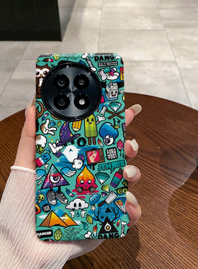 绿色涂鸦适用于OnePlus 一加13手机壳1+13全包边菲林1加13磨砂二合一硅胶软壳硬壳塑料个性创意新款简约