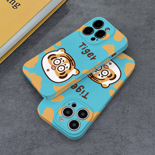 Tiger老虎适用苹果14Pro手机壳13ProMax菲林磨砂全包边直边精孔硬壳iPhone12个性创意11男女款新款简约可爱