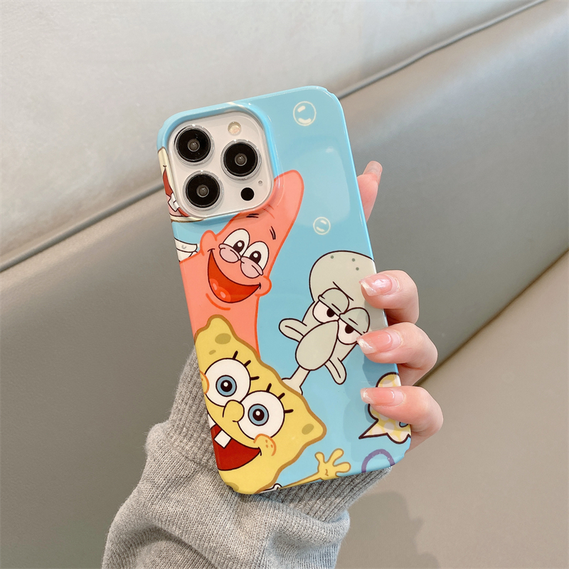 海绵宝宝适用苹果14ProMax手机壳iPhone13保护套苹果12菲林硬壳亮面磨砂11全包边半包XR/16PRO个性简约15Pro