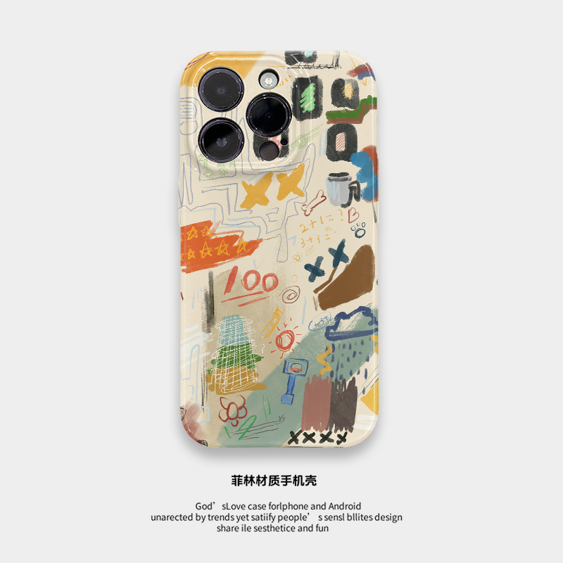 XX100涂鸦 适用于iPhone16ProMax手机壳15Pro菲林硬壳苹果14Pro全包边软壳13新款耐脏12保护套11小众XR/XSMAX