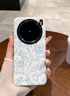 蓝色线条海浪适用于VIVO X200手机壳全包边菲林X200PROMINI磨砂二合一硅胶软壳硬壳塑料个性创意新款简约时尚