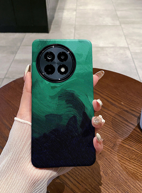 黑绿油墨适用OnePlus  一加Ace5手机壳1+Ace5Pro菲林磨砂一加Ace5Pro硅胶防摔软壳二合一硬壳保护套新款简约